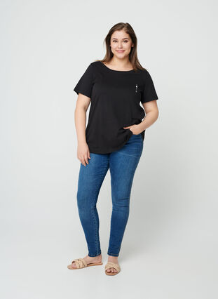 Kortärmad t-shirt i bomull, Black w. Love, Model image number 2