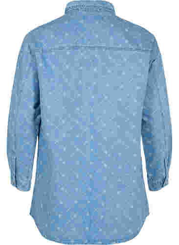 Jeansskjorta med tryck, Light blue denim, Packshot image number 1