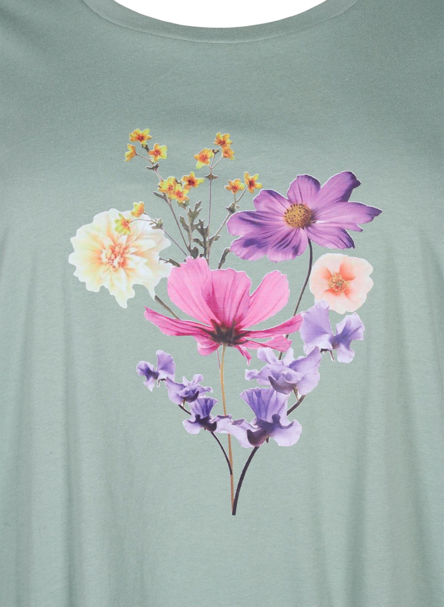 Zizzi T-shirtar med blomstermotiv, Chinois G. w. Flower, Packshot image number 2