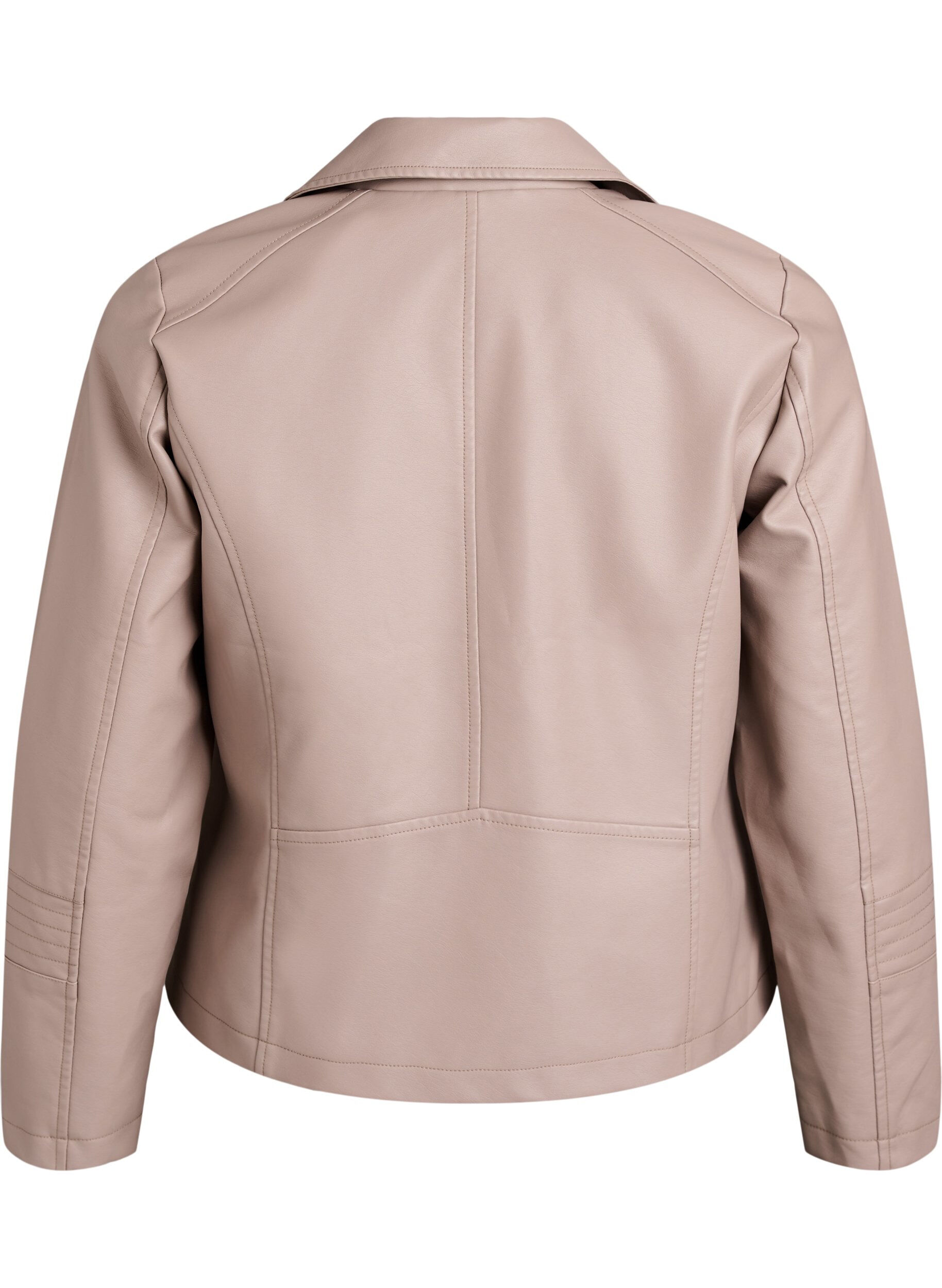 ZizziBikerjacka i l&auml;derimitation, Beige, Packshot image number 1