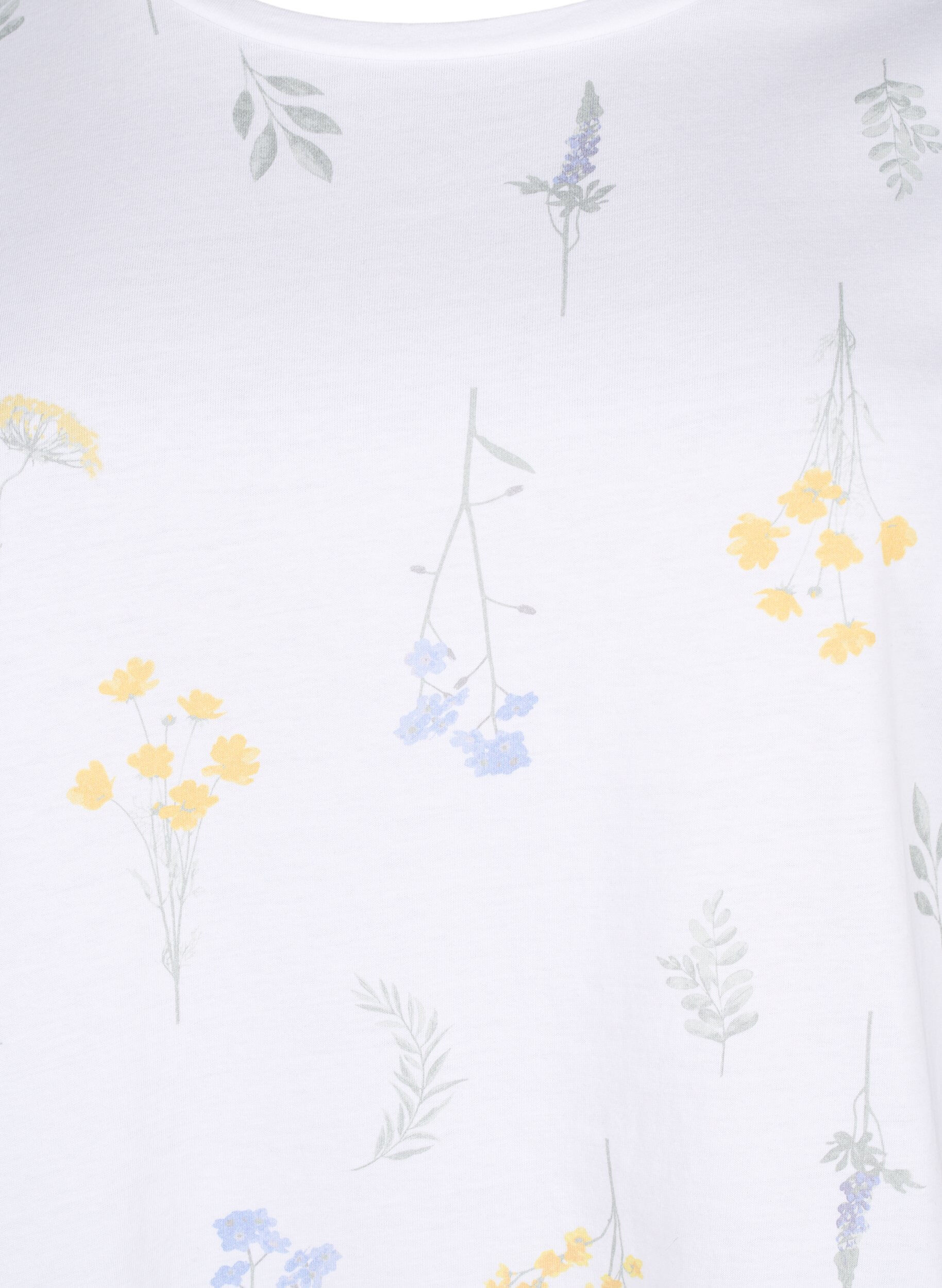 Zizzi T-shirt i ekologisk bomull med blommigt tryck, Bright W. AOP, Packshot image number 2
