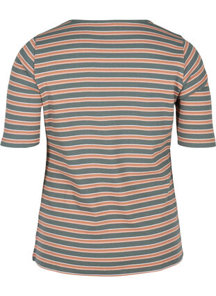 Randig och ribbad t-shirt i bomull, Balsam Green Stripe, Packshot image number 1