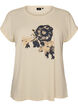 T-shirt med dekorativt tryck framtill, Vanilla, Packshot image number 0