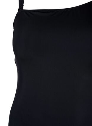 Baddräkt med asymmetrisk halsringning, Black, Packshot image number 2