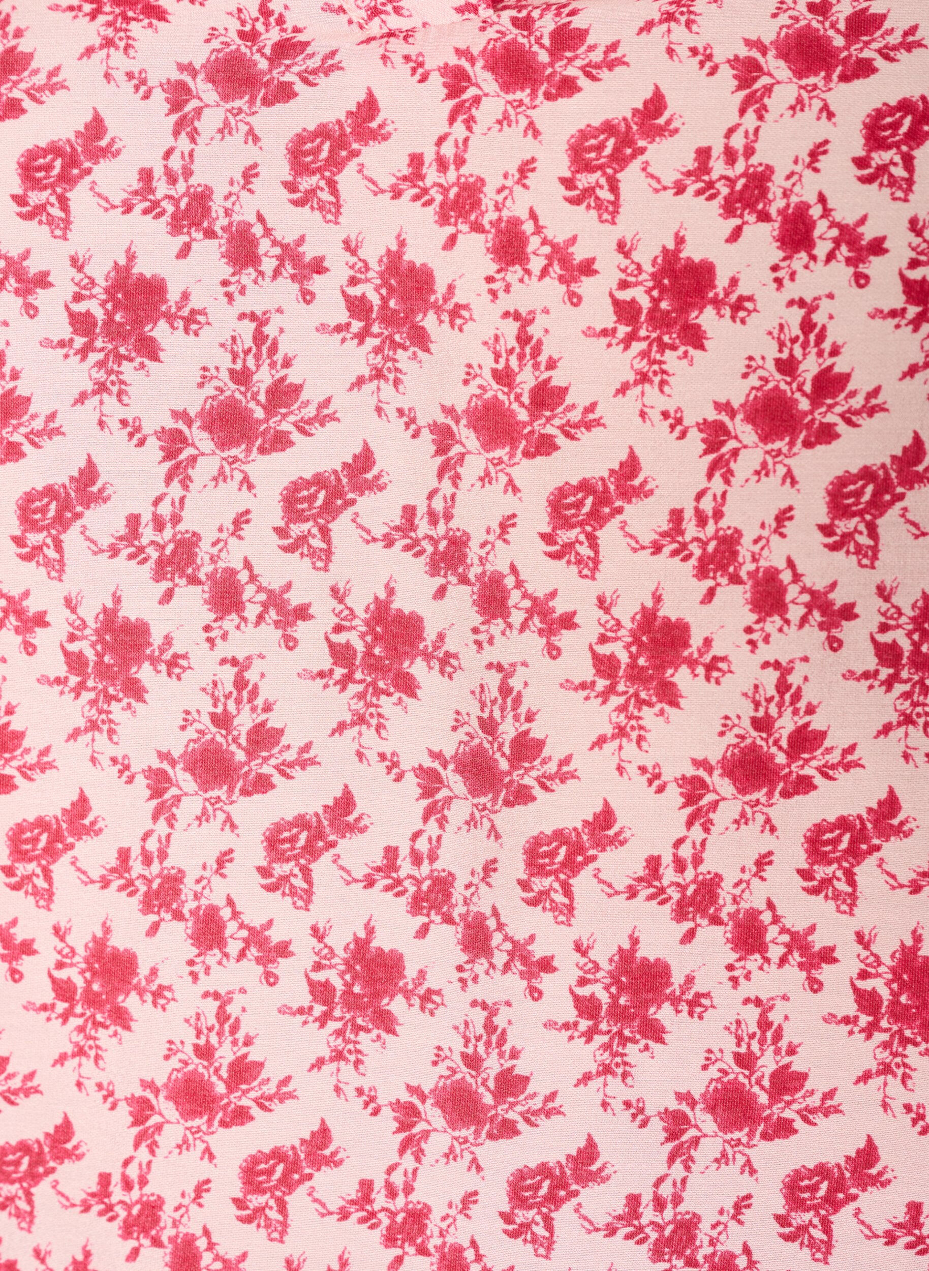 ZizziBlommig blus i viskos med ballong&auml;rmar, R&ouml;d, Packshot image number 2