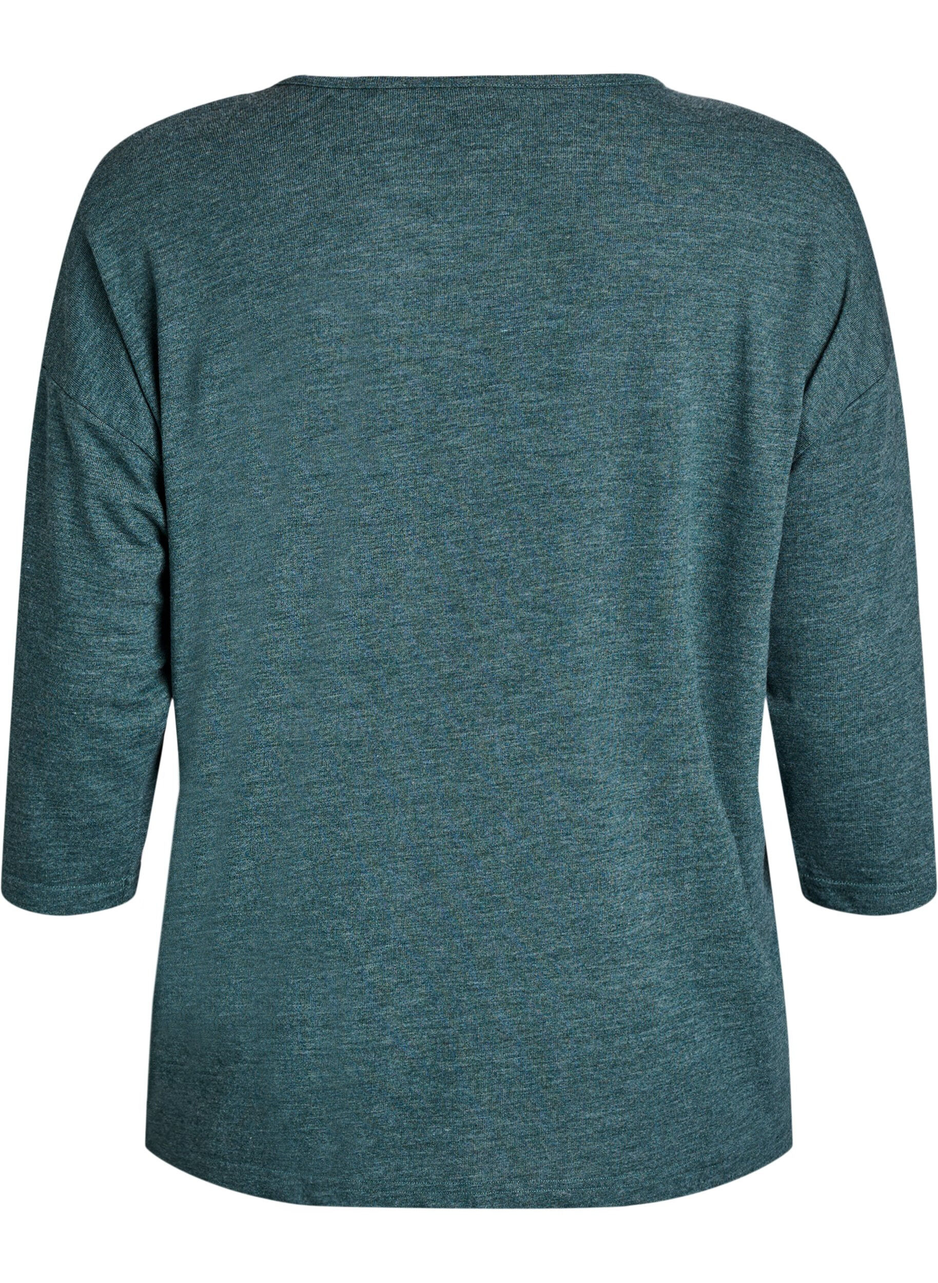ZizziJerseyblus med 3/4-&auml;rm, Gr&ouml;n, Packshot image number 3