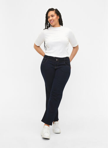 Regular fit Gemma jeans med hög midja, Blue denim, Model image number 0