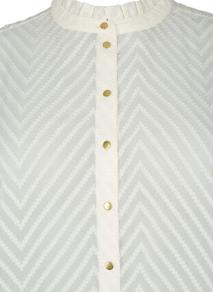 Skjortblus med volanger och mönstrad textur, Snow White, Packshot image number 2