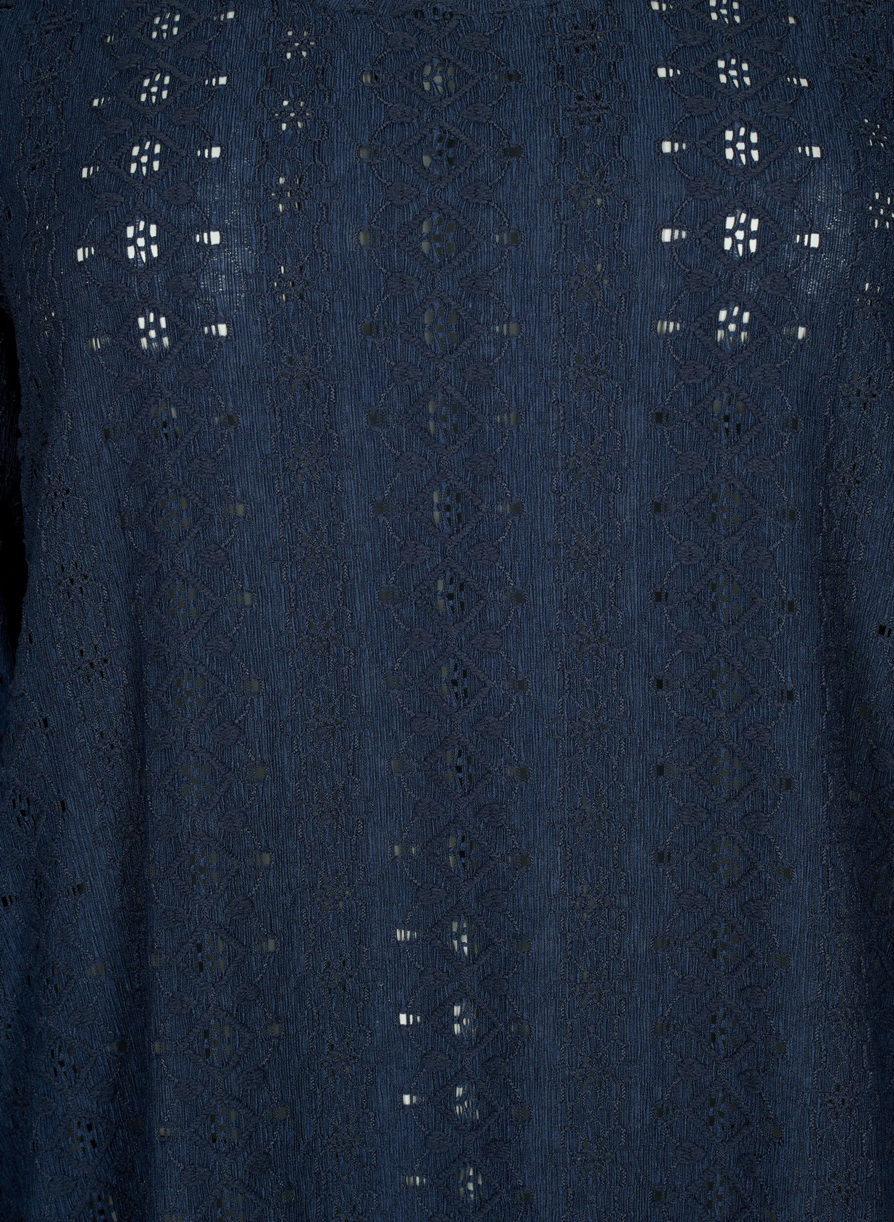 Zizzi Blus med anglaise broderi och 7/8 &auml;rmar, Navy Blazer, Packshot image number 2