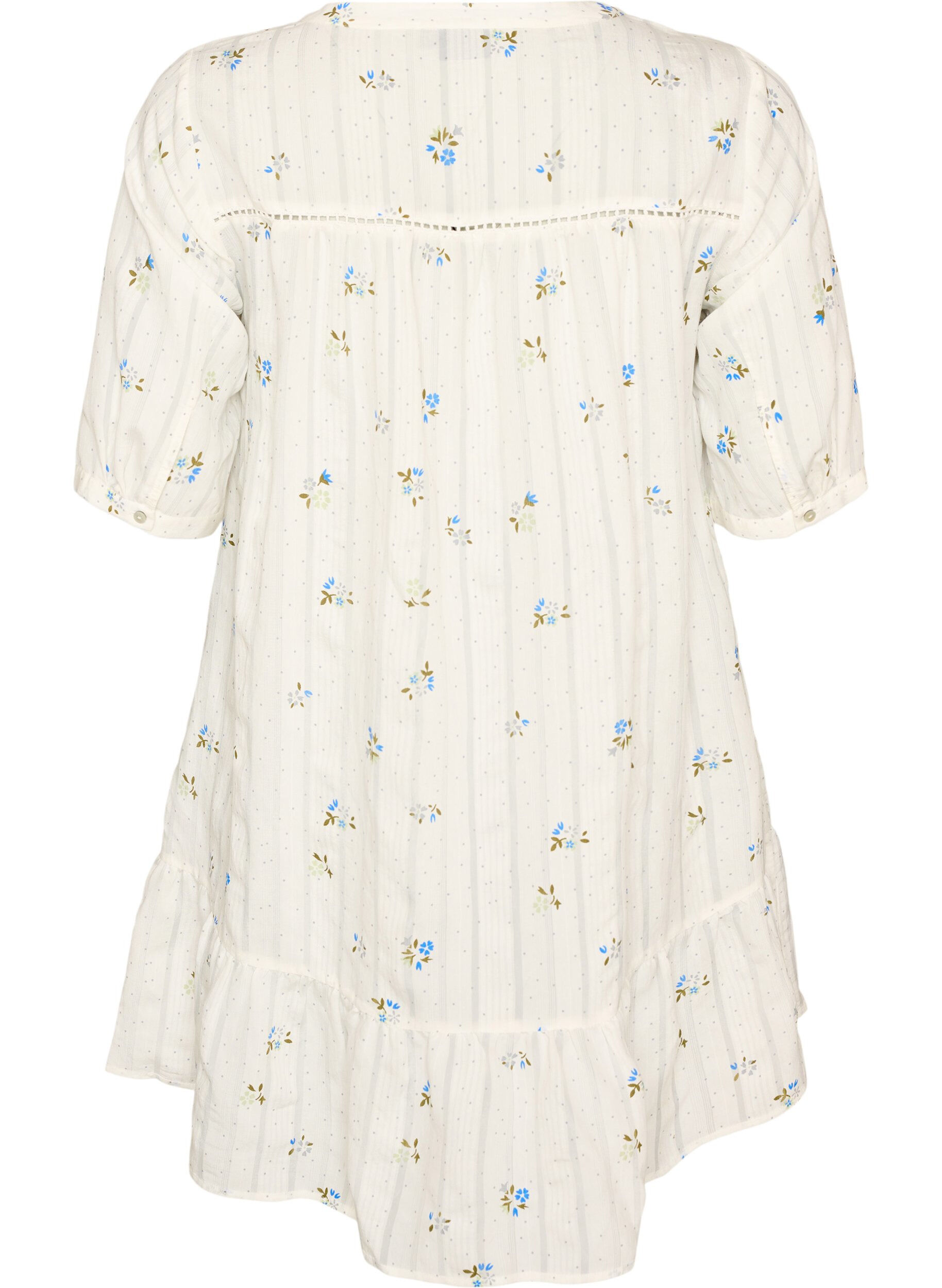 ZizziKort viskoskl&auml;nning med spetsdekor och A-linjeformad sk&auml;rning, Vanilla, Packshot image number 1