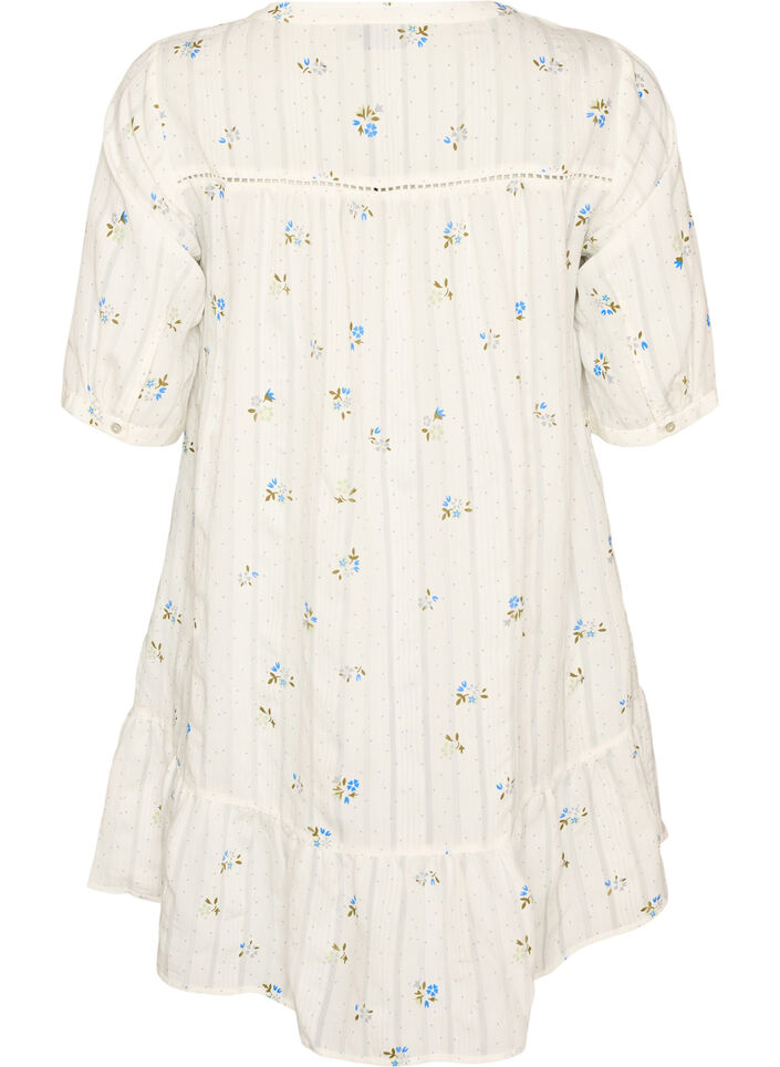 Kort viskoskl&auml;nning med spetsdekor och A-linjeformad sk&auml;rning, Vanilla, Packshot image number 1