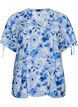 Blus i viskos med rynkade &auml;rmar, Bl&aring;, Packshot image number 0