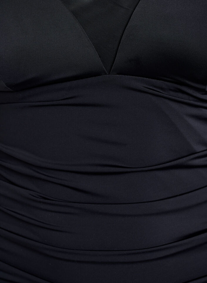 Baddr&auml;kt med v-ringning och meshdetalj, Svart, Packshot image number 2