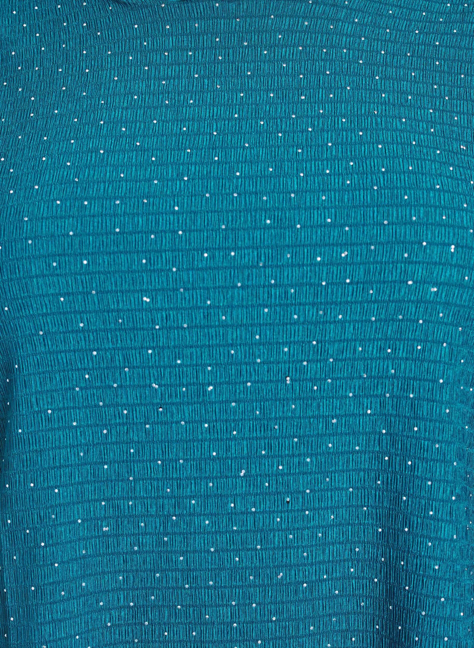 Zizzi L&aring;ng&auml;rmad blus med strass, Bl&aring;, Packshot image number 2