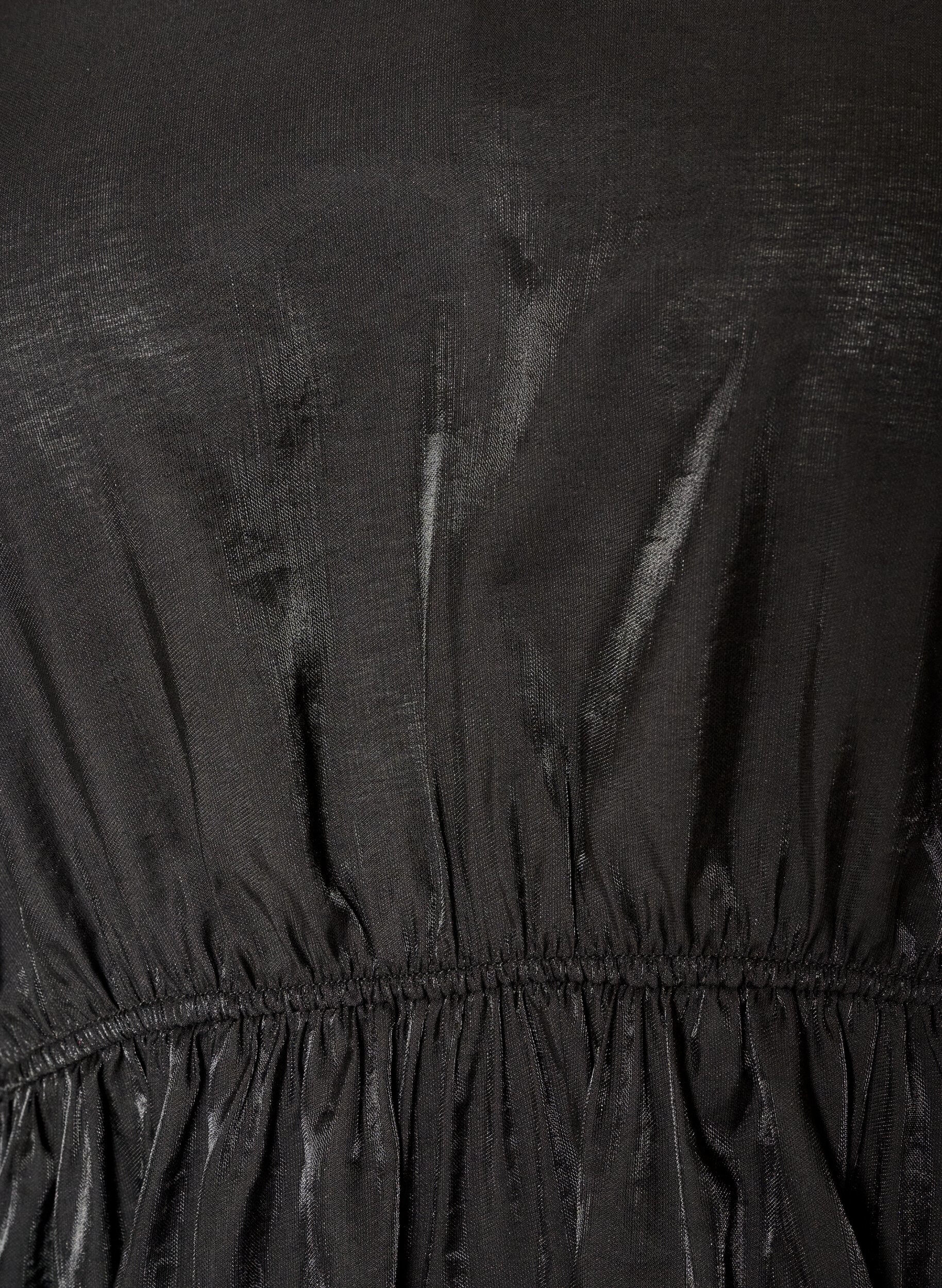 ZizziGlansig blus i viskos med peplumeffekt, Svart, Packshot image number 2
