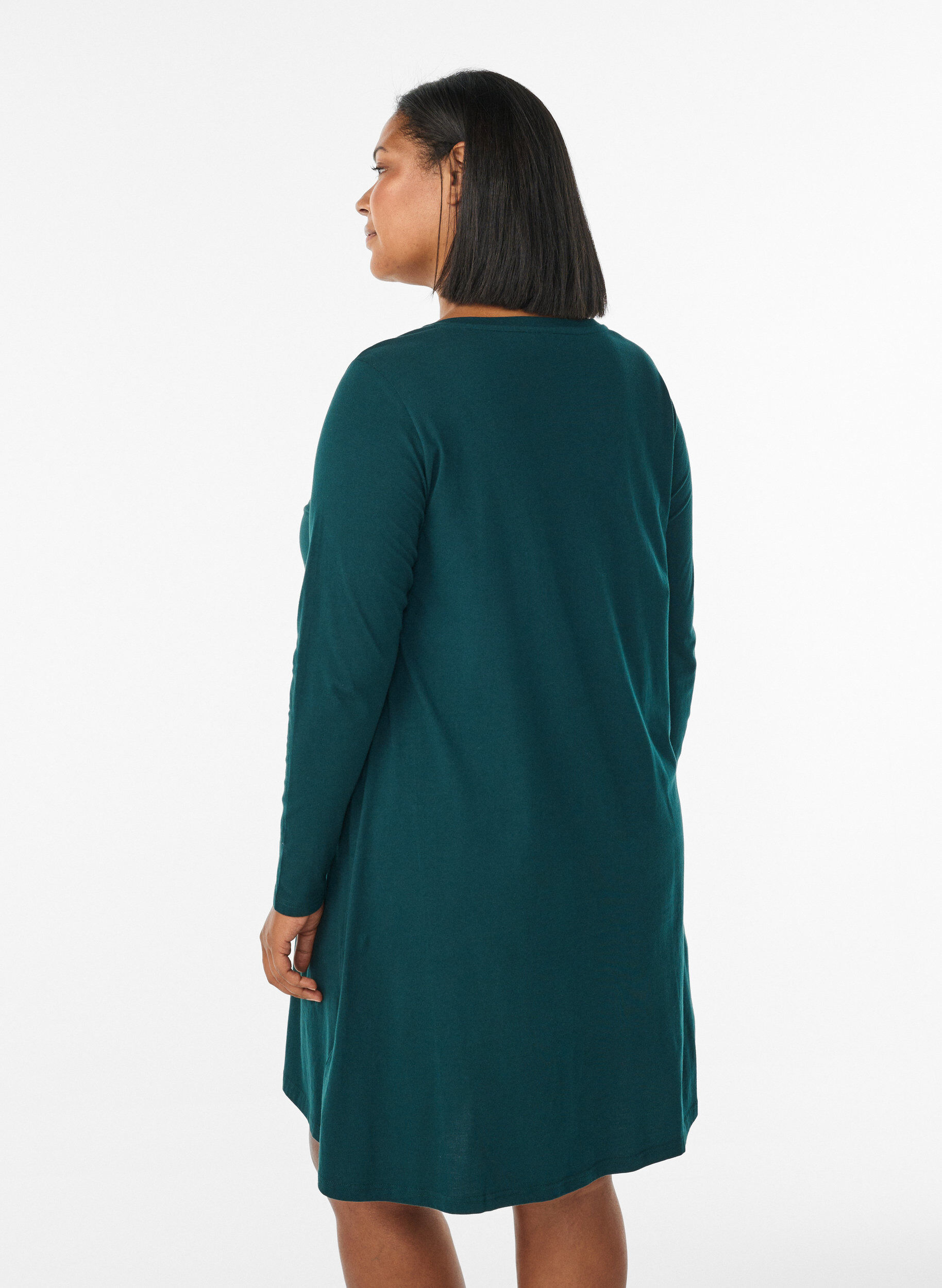 ZizziL&aring;ng&auml;rmat nattlinne i ekologisk bomull, Gr&ouml;n, Model image number 2