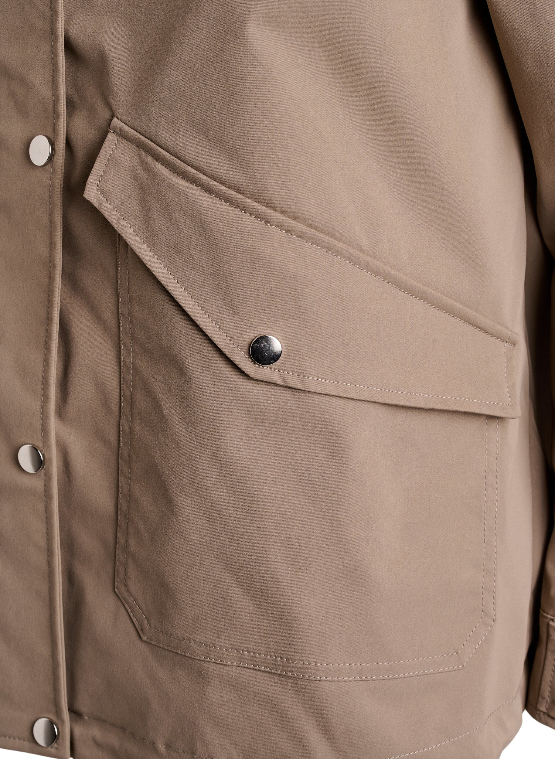 ZizziKort v&aring;rjacka med avtagbar huva, Beige, Packshot image number 3