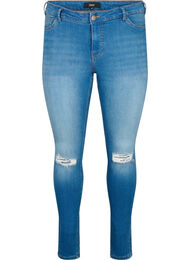 Extra slimmade Sanna jeans med förstörd stil, Blue denim