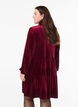 Kort kl&auml;nning i velour med volangkrage och l&aring;nga &auml;rmar, R&ouml;d, Model image number 2