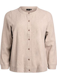 Cardigan i jersey med rund halsringning och knappar, Beige