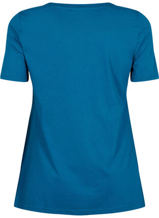 T-shirt i bomull med texttryck, Blue Coral HAPPY, Packshot image number 1