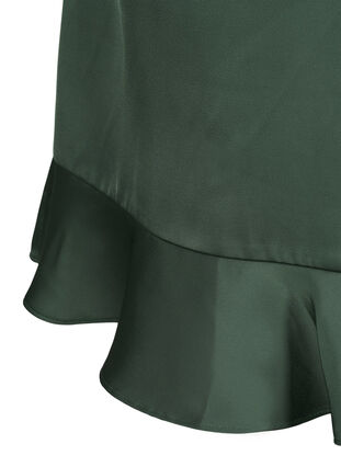 Långärmad omlottklänning i satin, Duck Green, Packshot image number 4
