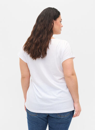 T-shirt i bomullsmix, Bright White, Model image number 2