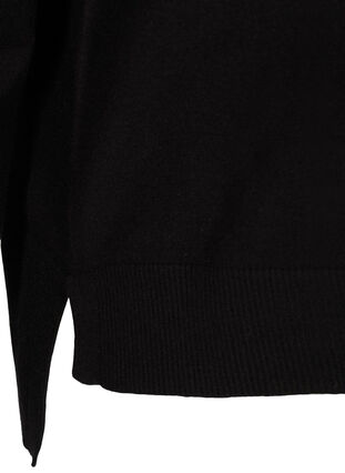 Långärmad tröja med ribb och slits, Black, Packshot image number 3