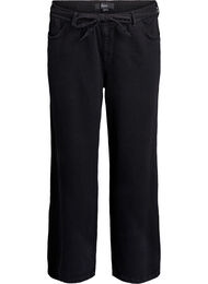 Jeans med l&ouml;s passform, res&aring;r och dragsko, Svart
