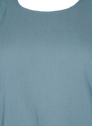 Kortärmad bomullsblus med smock, Goblin Blue, Packshot image number 2