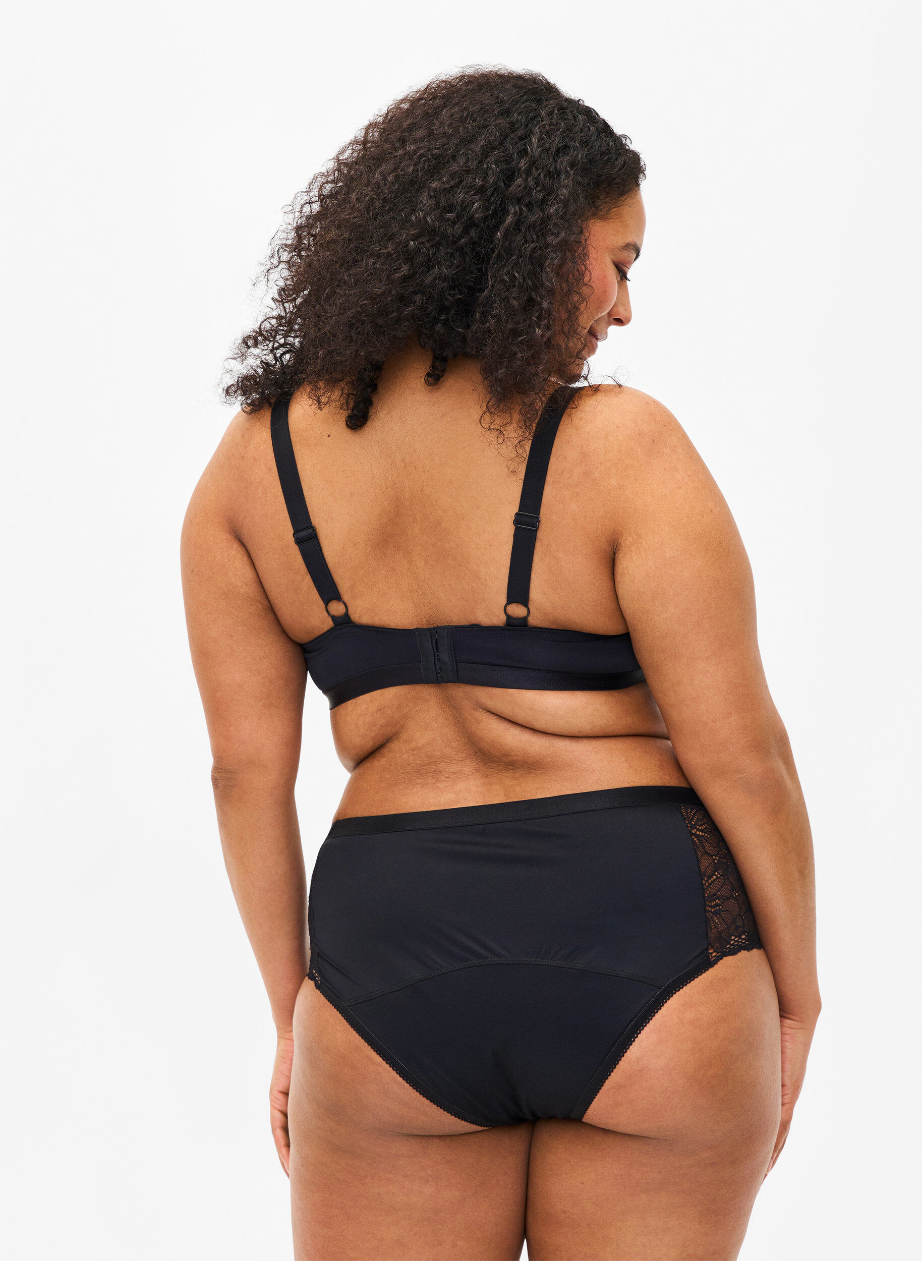 Zizzi Hipster menstrosor med spets, Black, Model image number 1