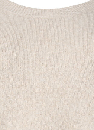 Melerad stickad tröja med pärlknappar på sidorna	, Pumice Stone Mel., Packshot image number 2