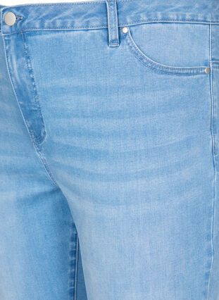 Croppade Emily Jeans med broderi, Light blue denim, Packshot image number 2