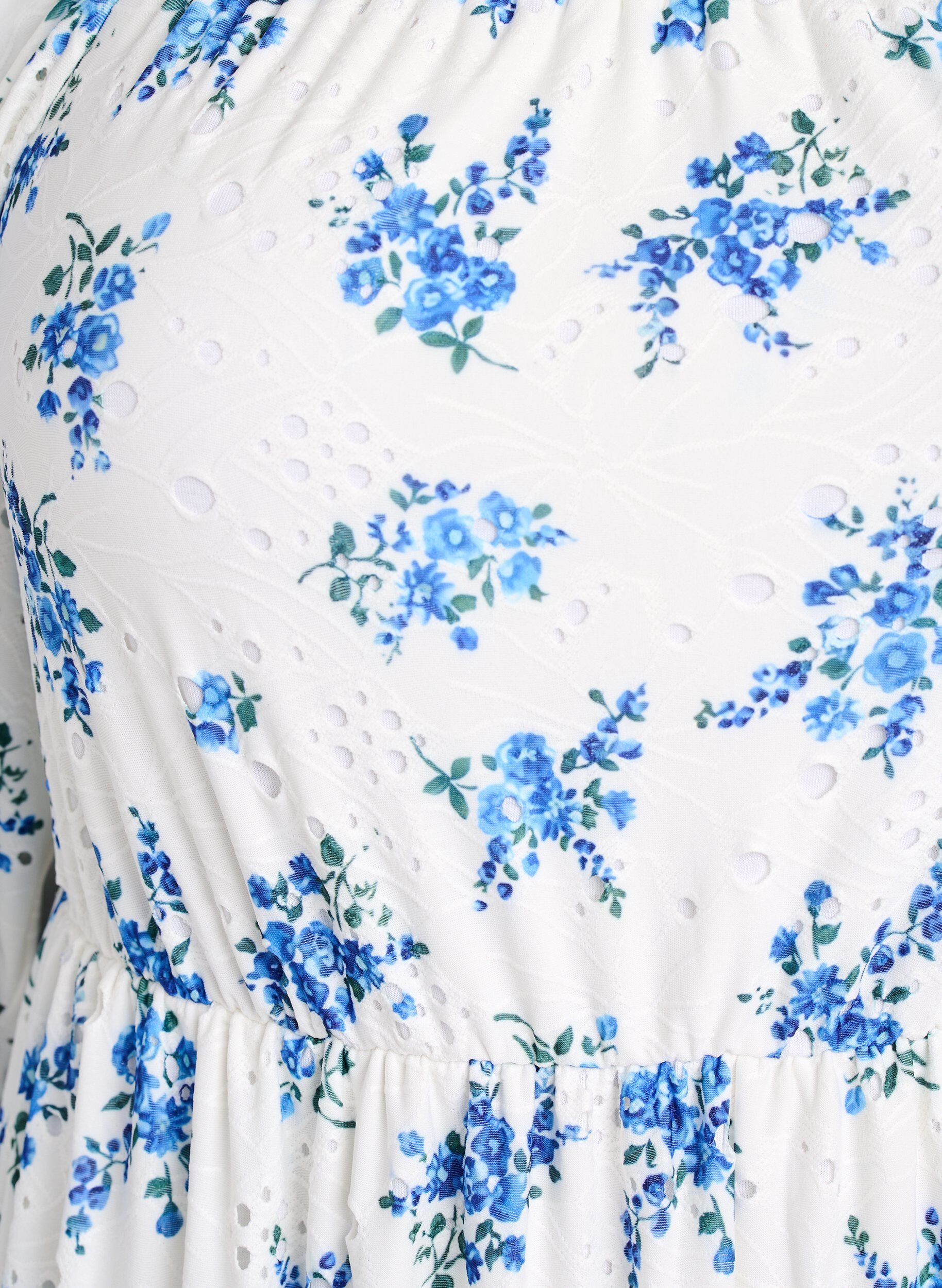 Zizzi Ankell&aring;ng kl&auml;nning med blommigt tryck och h&aring;lbroderi, Vit, Packshot image number 2