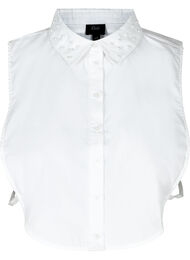 Lös enfärgad skjortkrage med pärlor, Bright White