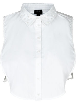 Lös enfärgad skjortkrage med pärlor, Bright White, Packshot image number 0