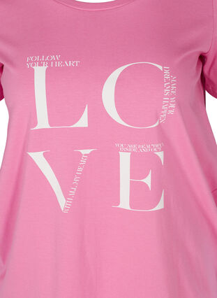 T-shirt i bomull med texttryck, Cyclamen LOVE, Packshot image number 2