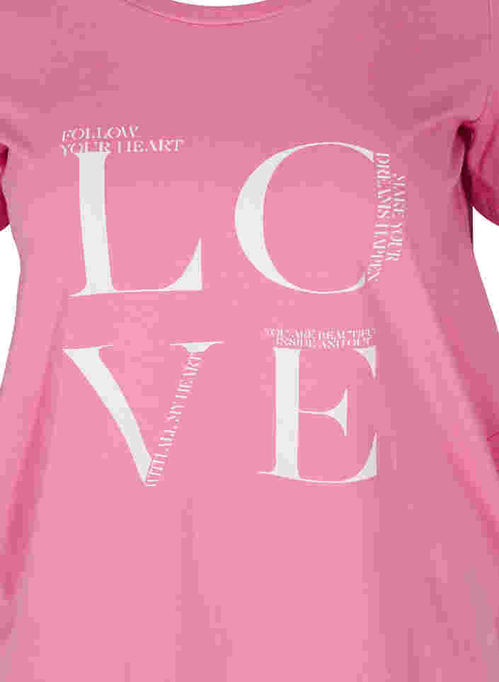 T-shirt i bomull med texttryck, Cyclamen LOVE, Packshot image number 2