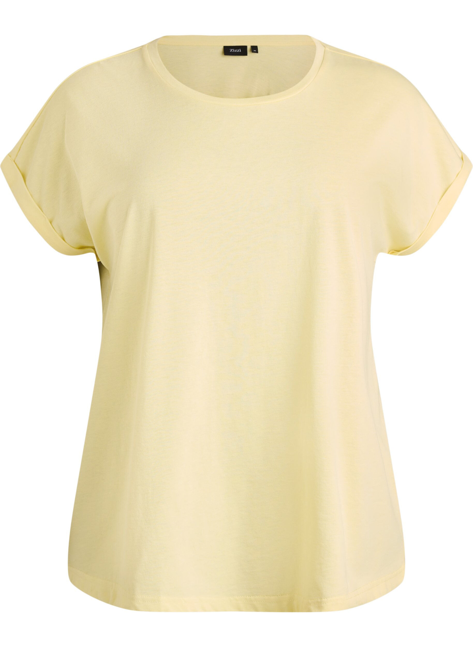 ZizziKort&auml;rmad t-shirt i bomullsmix, Gul, Packshot image number 0