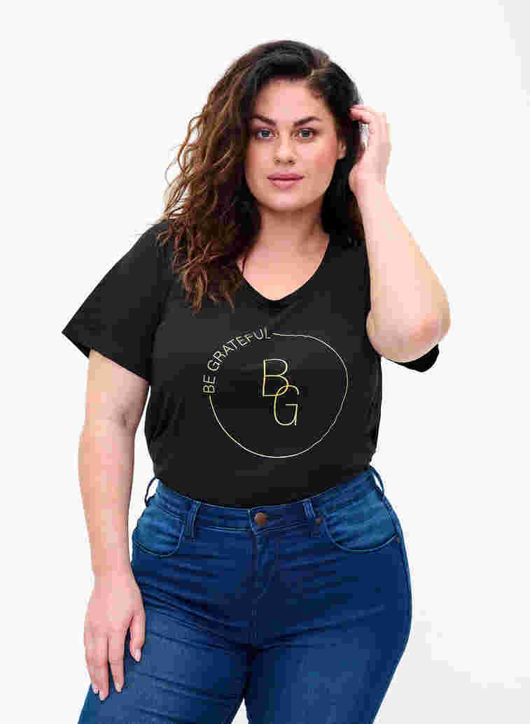 T-shirt med tryck, Black BG, Model