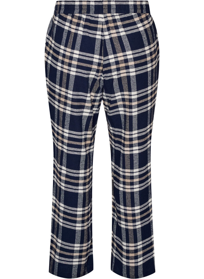 Rutiga pyjamasbyxor i bomull, Bl&aring;, Packshot image number 1