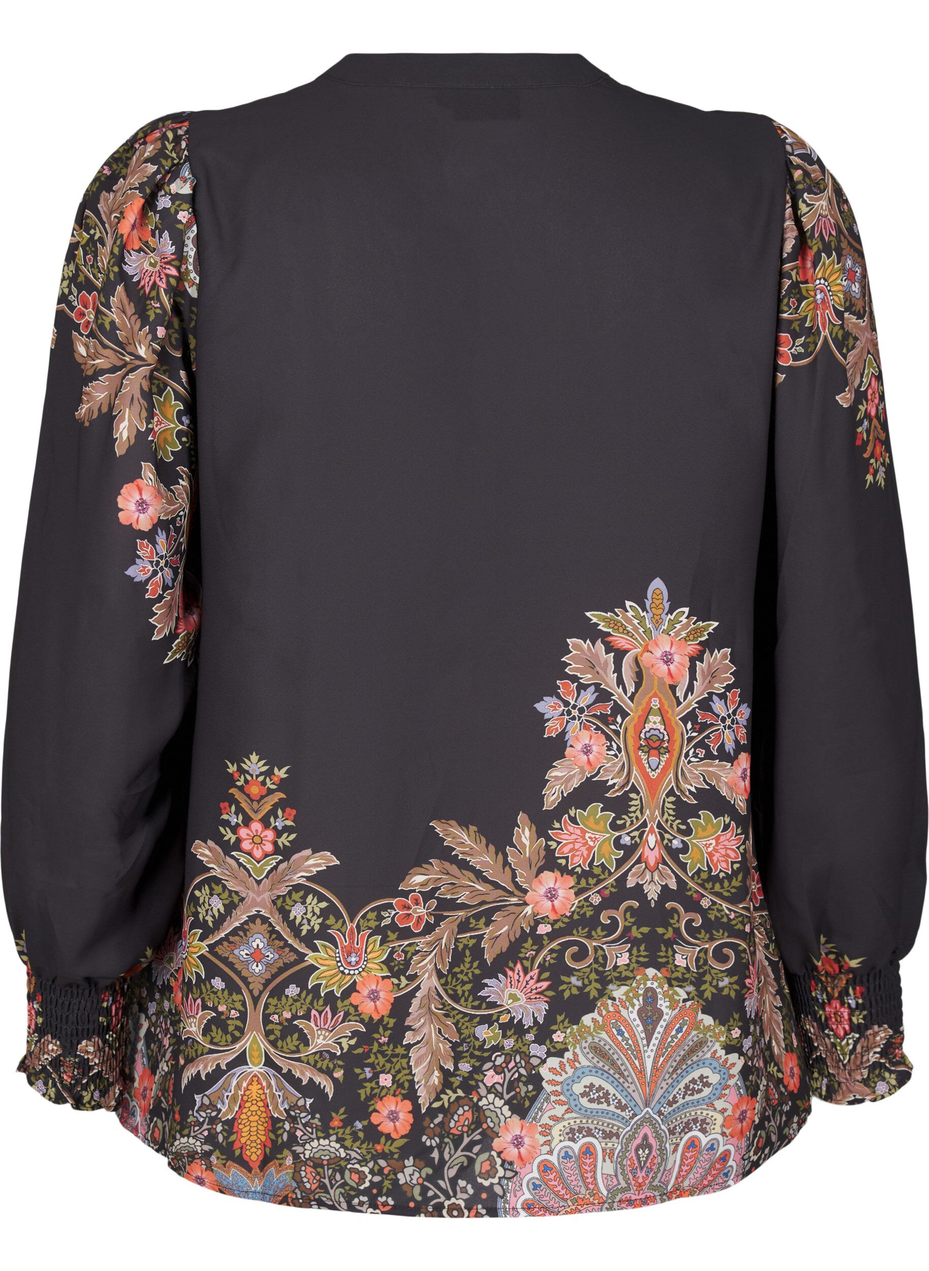 Zizzi Blus med paisleym&ouml;nster, Black Paisley, Packshot image number 1
