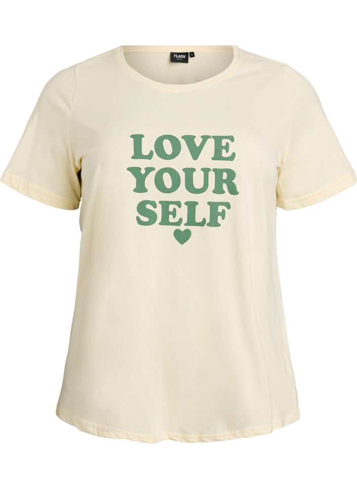T-shirt med tryck, Gul, Packshot image number 0
