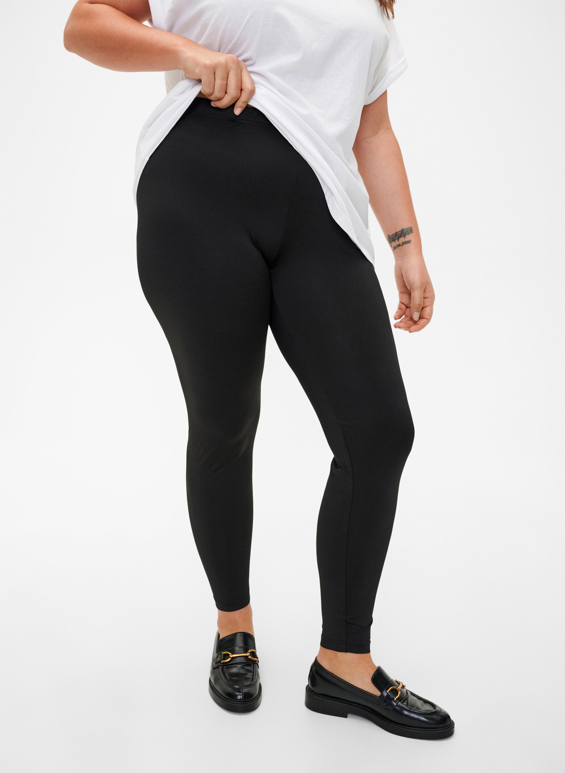 Zizzi 2-pack basic leggings, Svart, Model image number 0