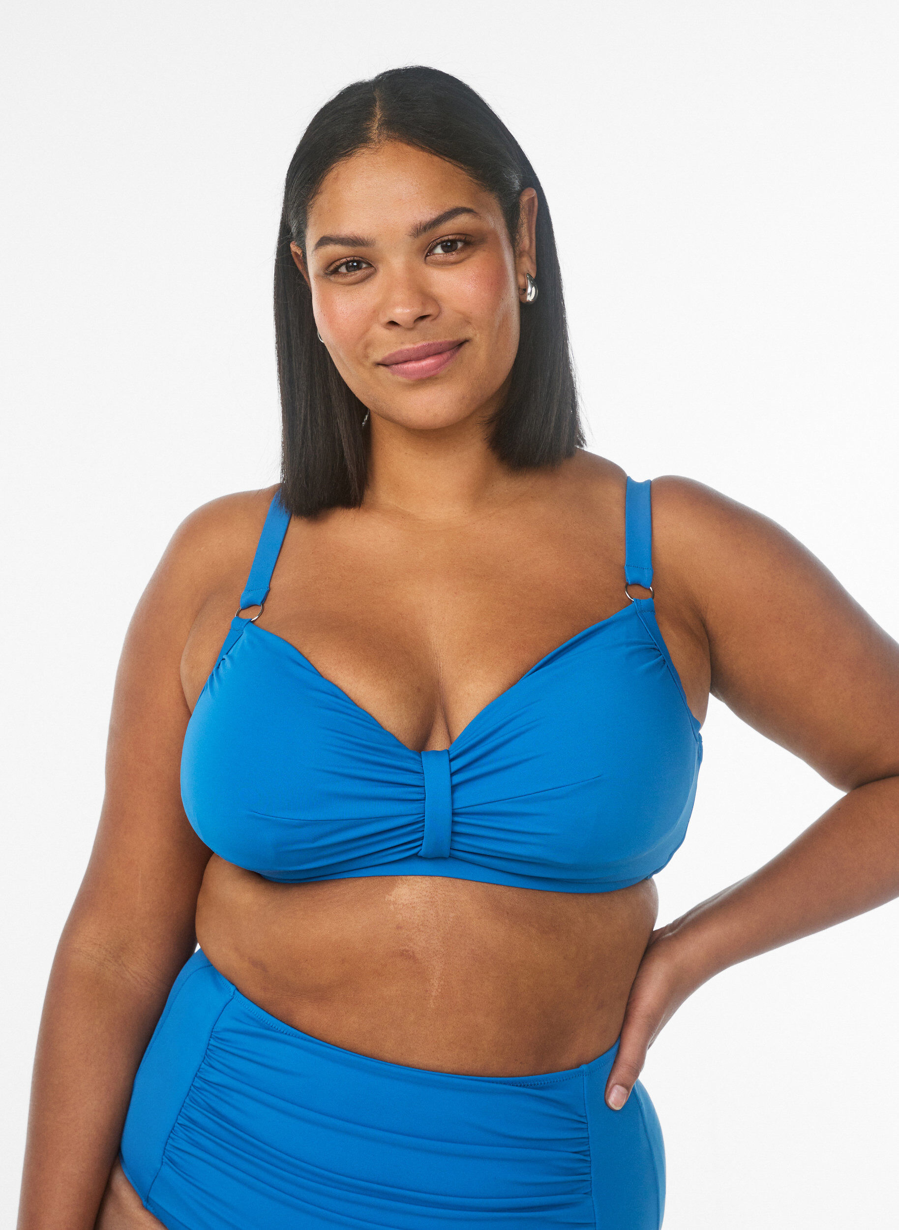 Bikini-bh med bygel och drapering, Bl&aring;, Model