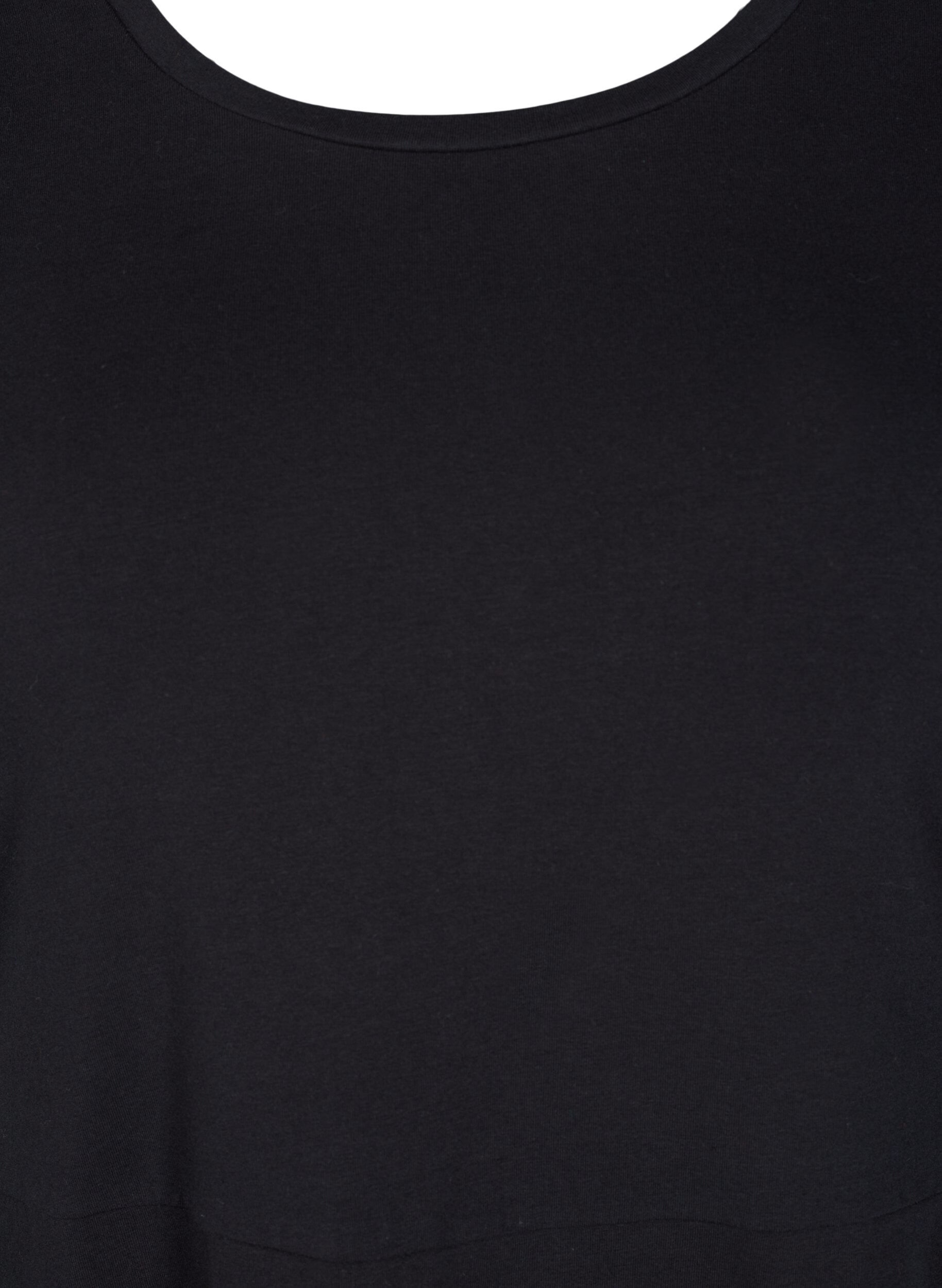 Zizzi Enf&auml;rgad kl&auml;nning i bomull med korta &auml;rmar, Black, Packshot image number 2