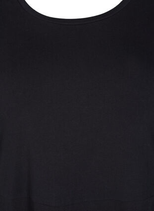 Enfärgad klänning i bomull med korta ärmar, Black, Packshot image number 2