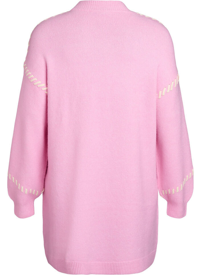 Stickad klänning med kontrastsömmar, Rosa, Packshot image number 1