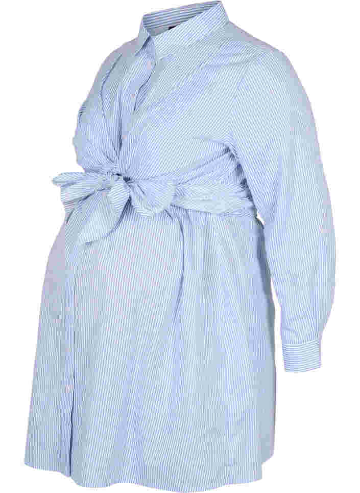 Skjortklänning för gravida i bomull , Blue Stripe, Packshot image number 0