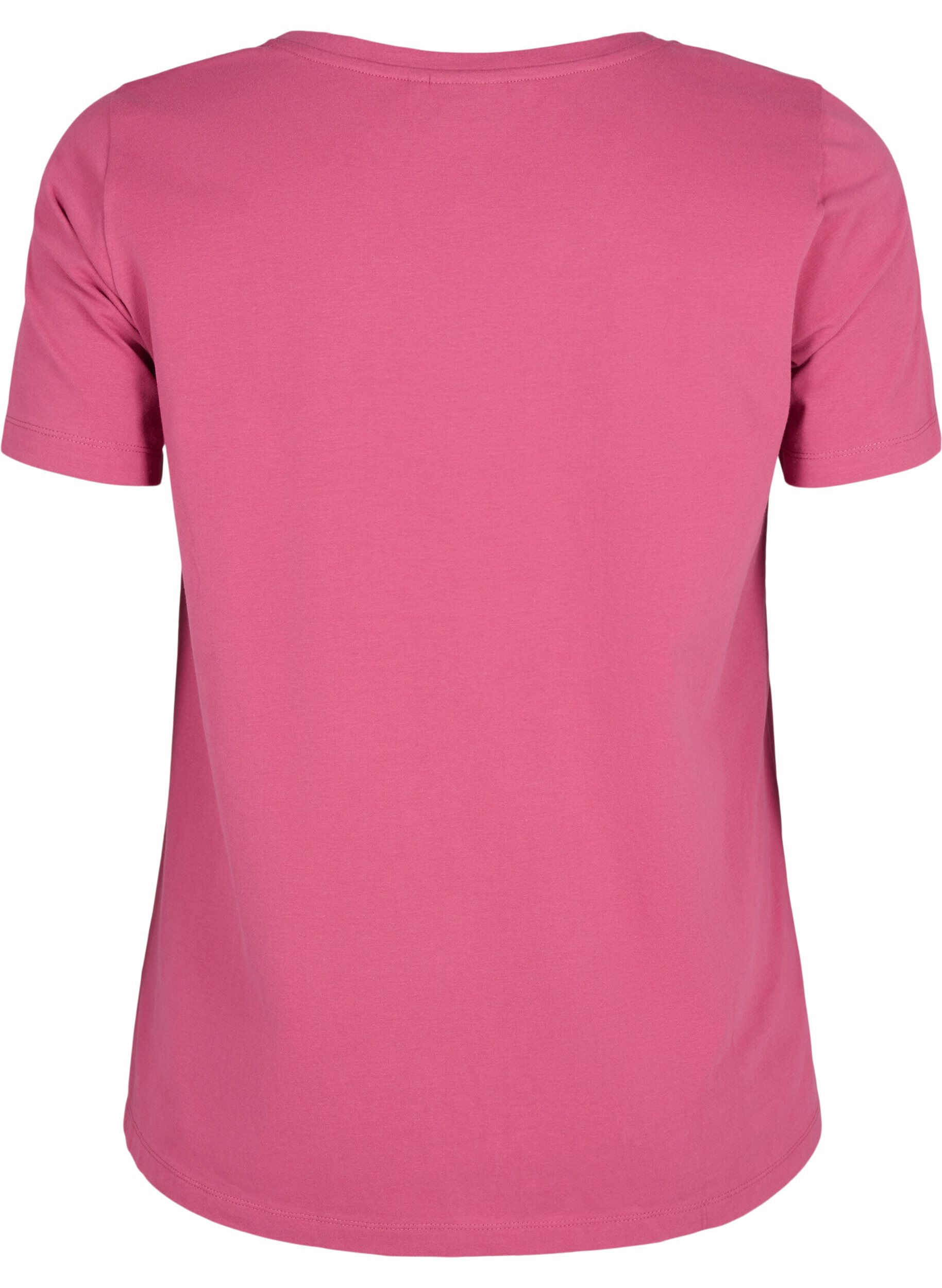 ZizziEnf&auml;rgad bas-t-shirt i bomull, R&ouml;d, Packshot image number 1